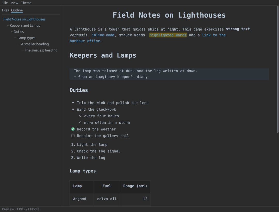 Drake, an imported community theme, in dark mode.