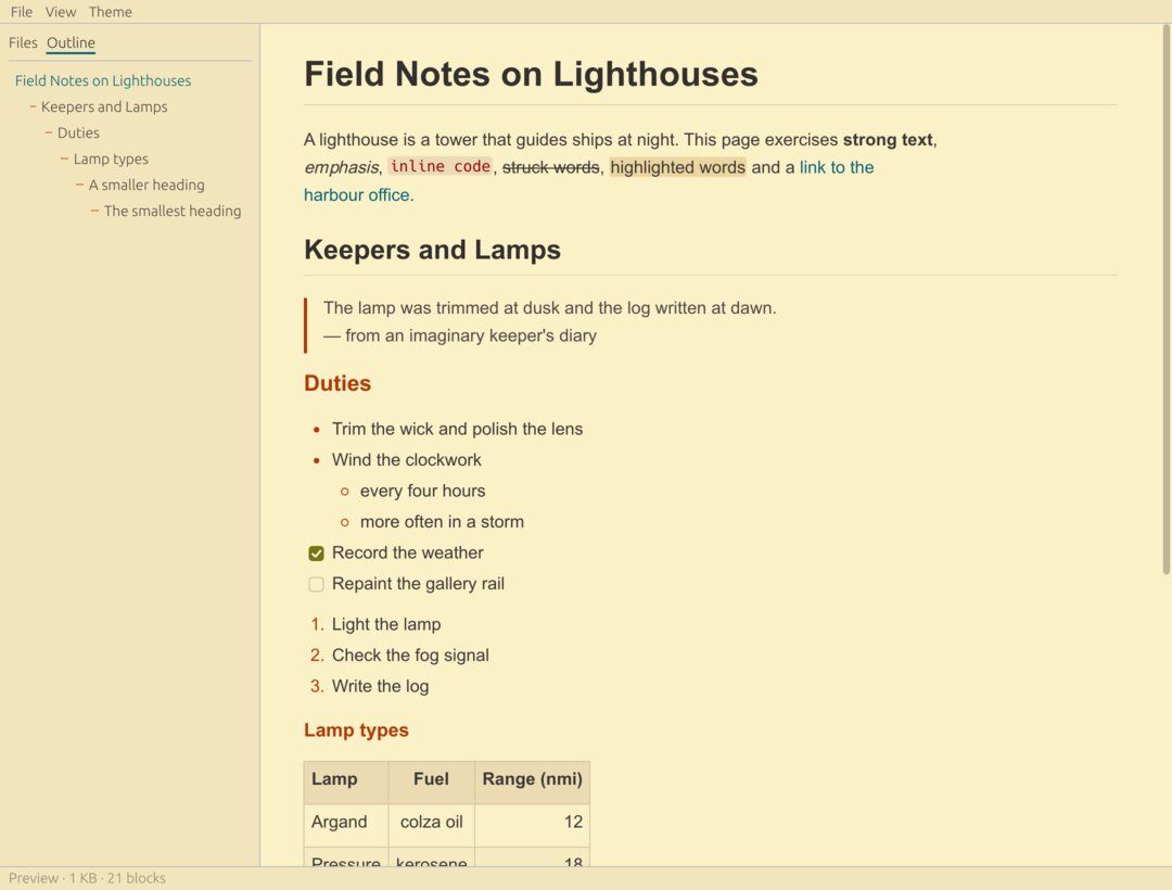 Gruvbox Light theme: warm cream background with earthy accents.
